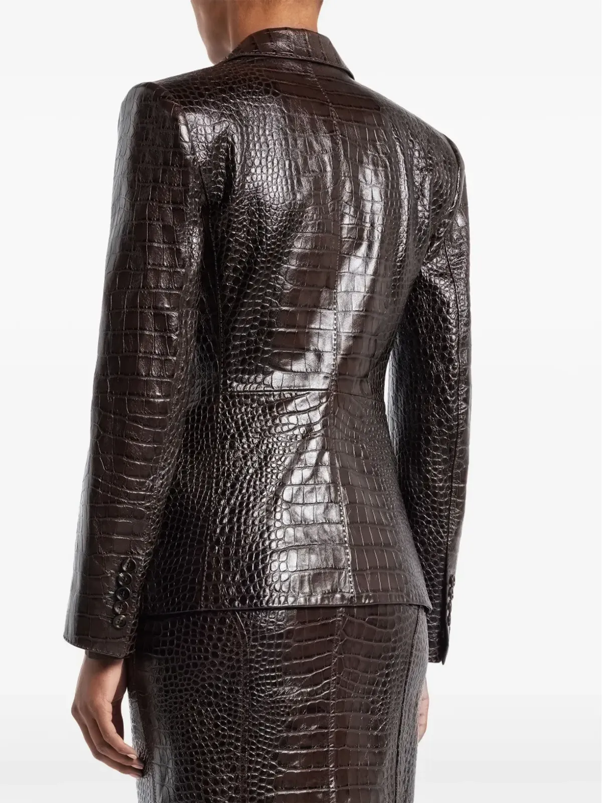 TOM FORD ヘビ皮風レザー ブレザー - ブラウン - 画像4