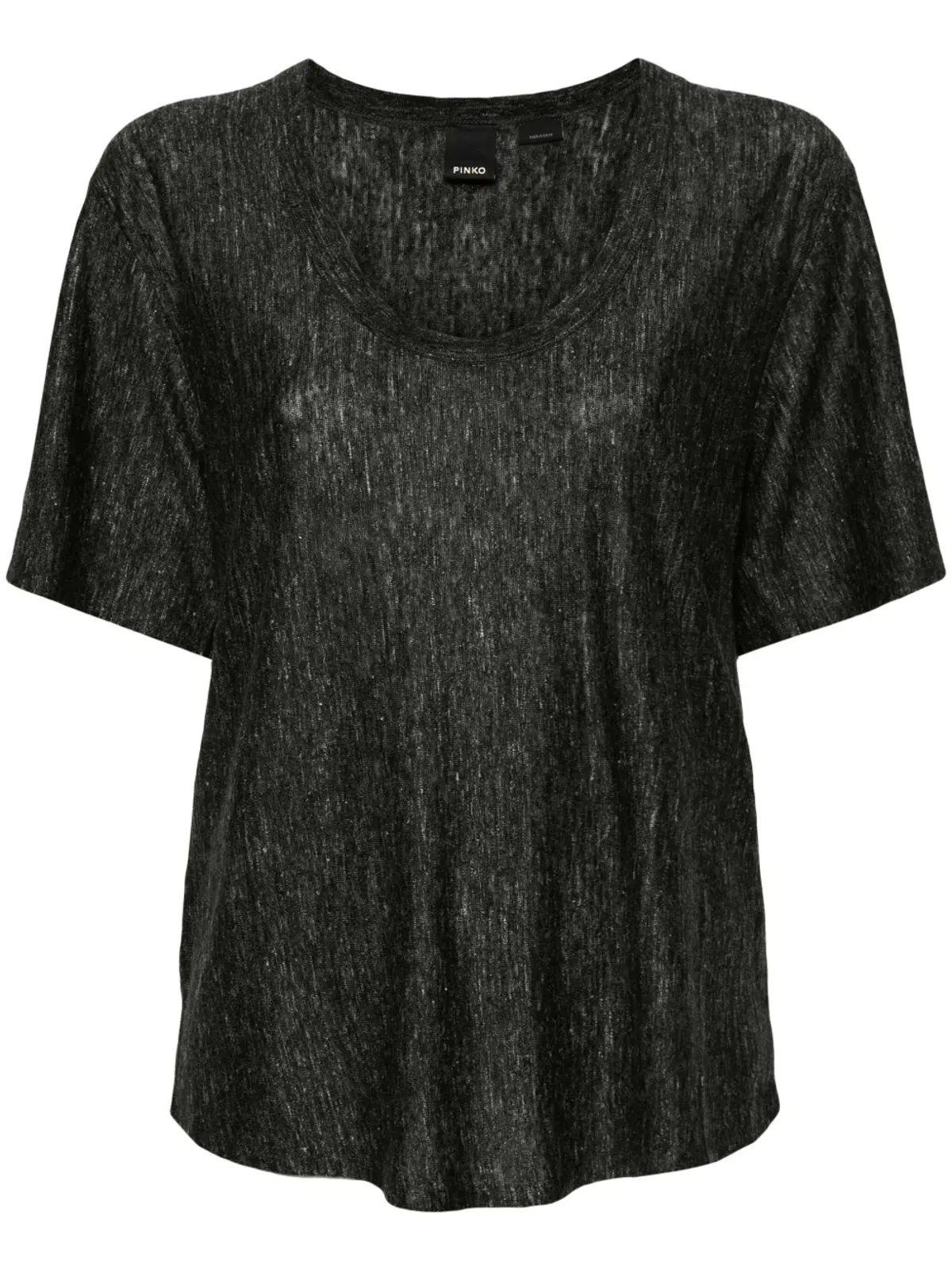 PINKO 半袖リネンTシャツ - ブラック - 画像1