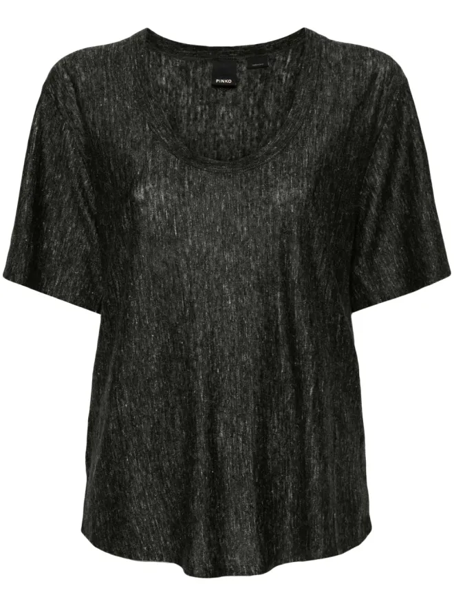 PINKO PINKO 半袖リネンTシャツ - ブラックの商品画像
