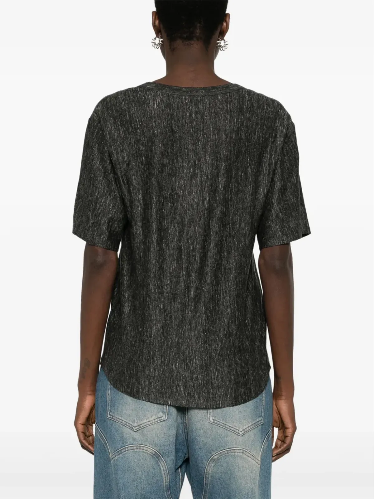PINKO 半袖リネンTシャツ - ブラック - 画像4