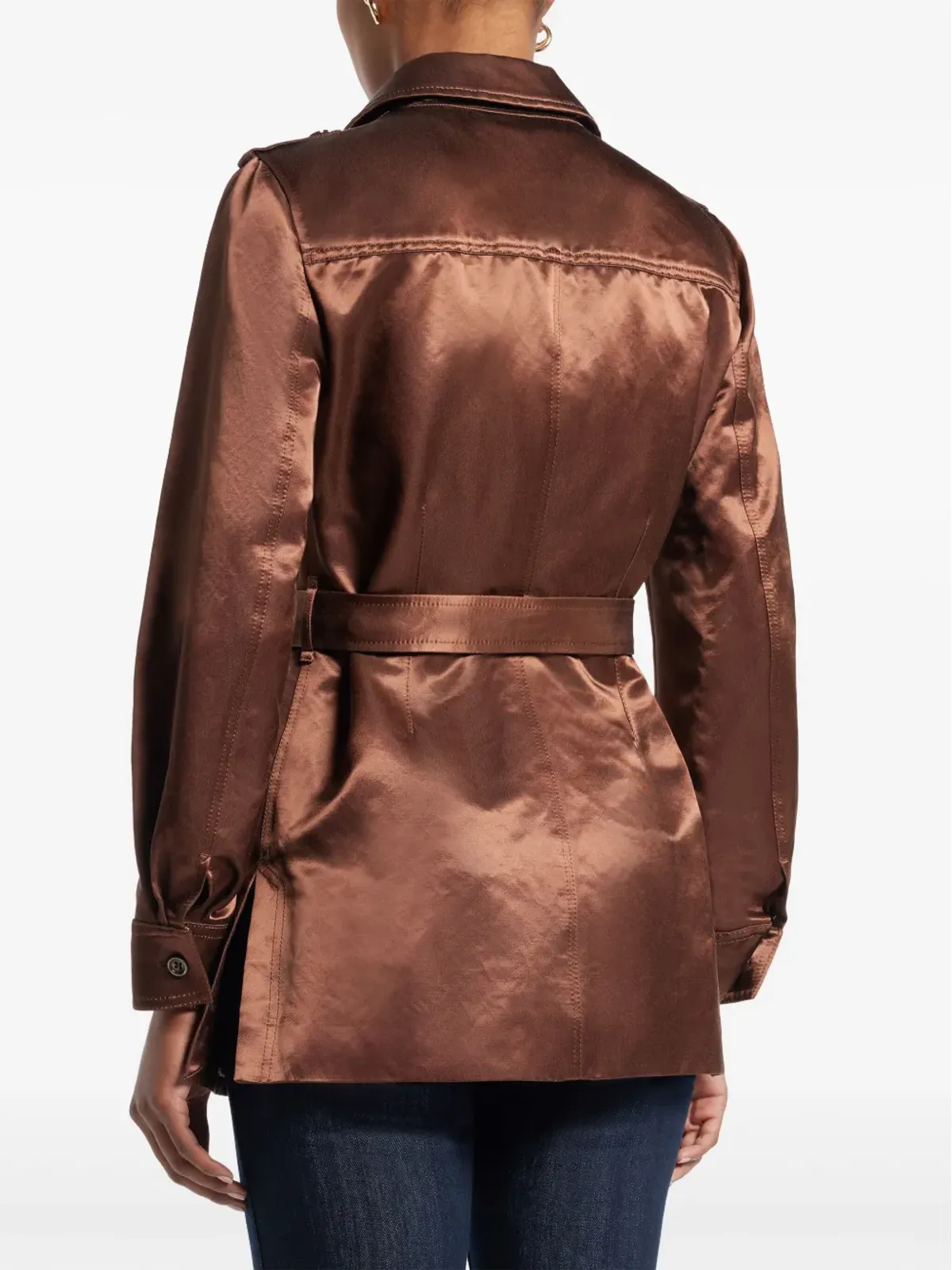 TOM FORD サテン ベルト付きジャケット - ブラウン - 画像4
