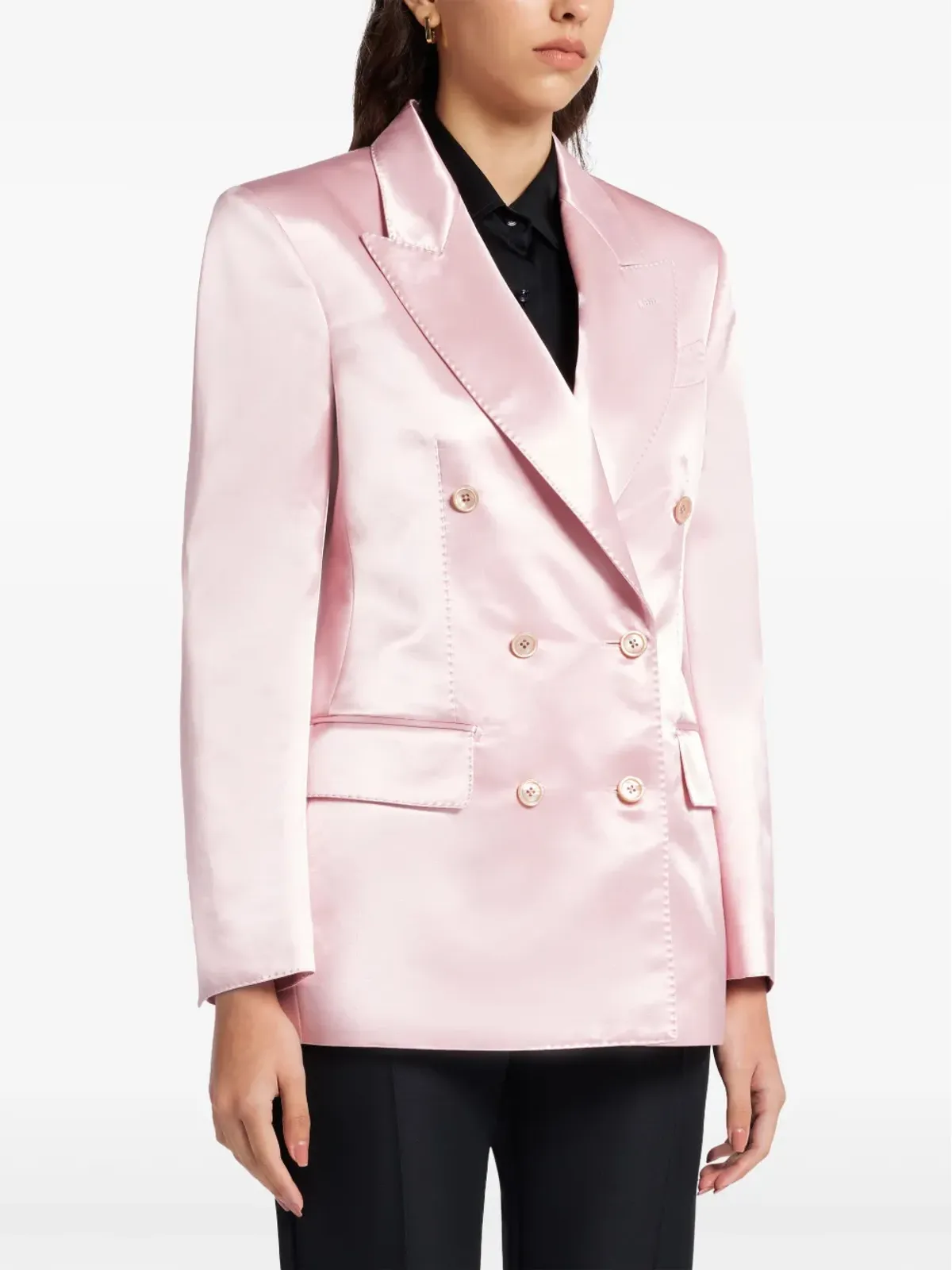 TOM FORD ダブルブレスト サテンジャケット ピンク - 画像3