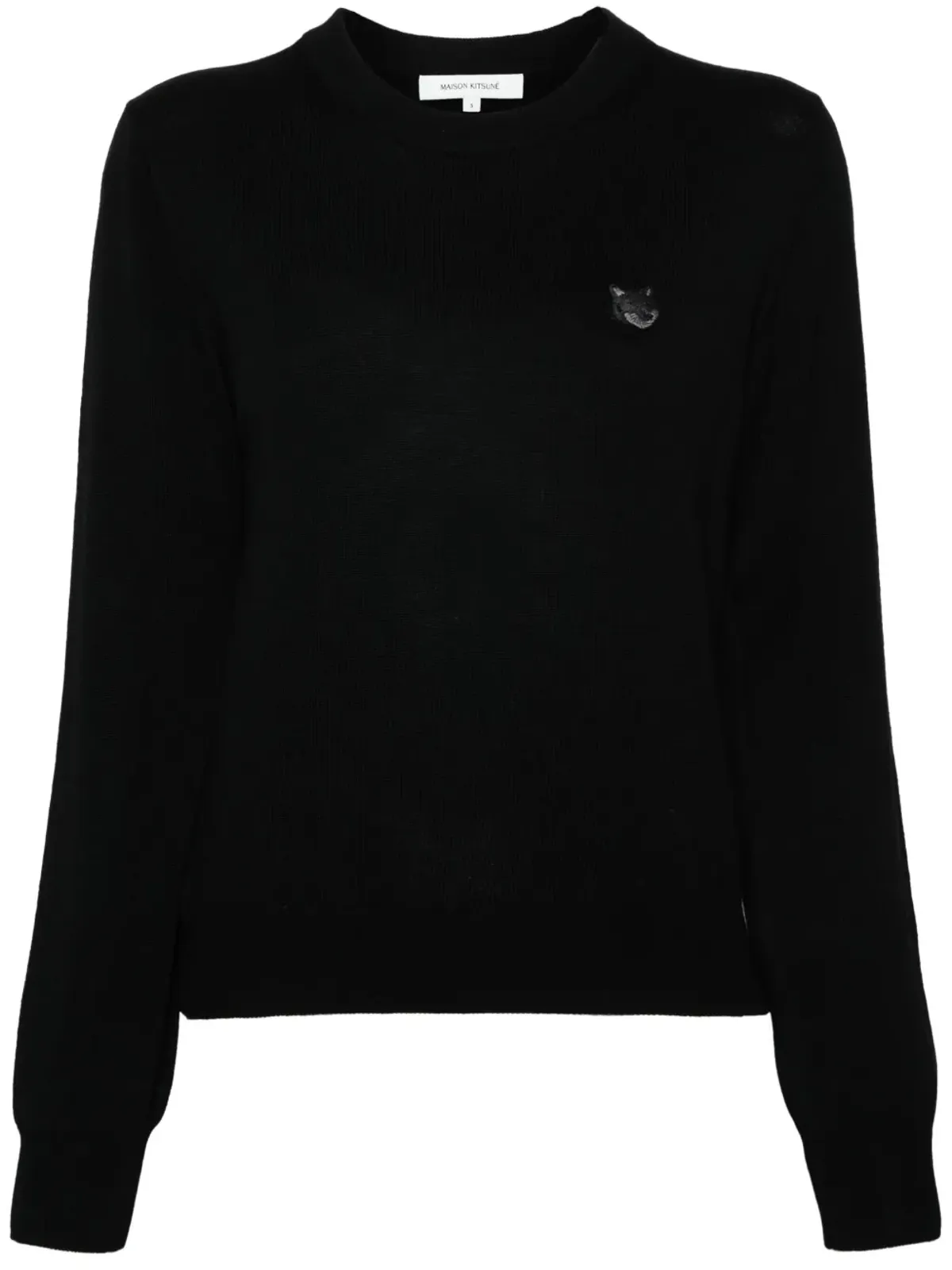Maison Kitsuné フォックスアップリケ ウールセーター - ブラック - 画像1