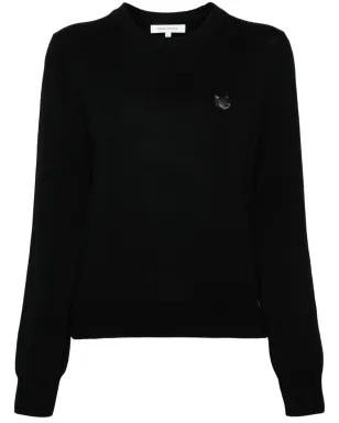 Maison Kitsuné フォックスアップリケ ウールセーター - ブラック - サムネイル1