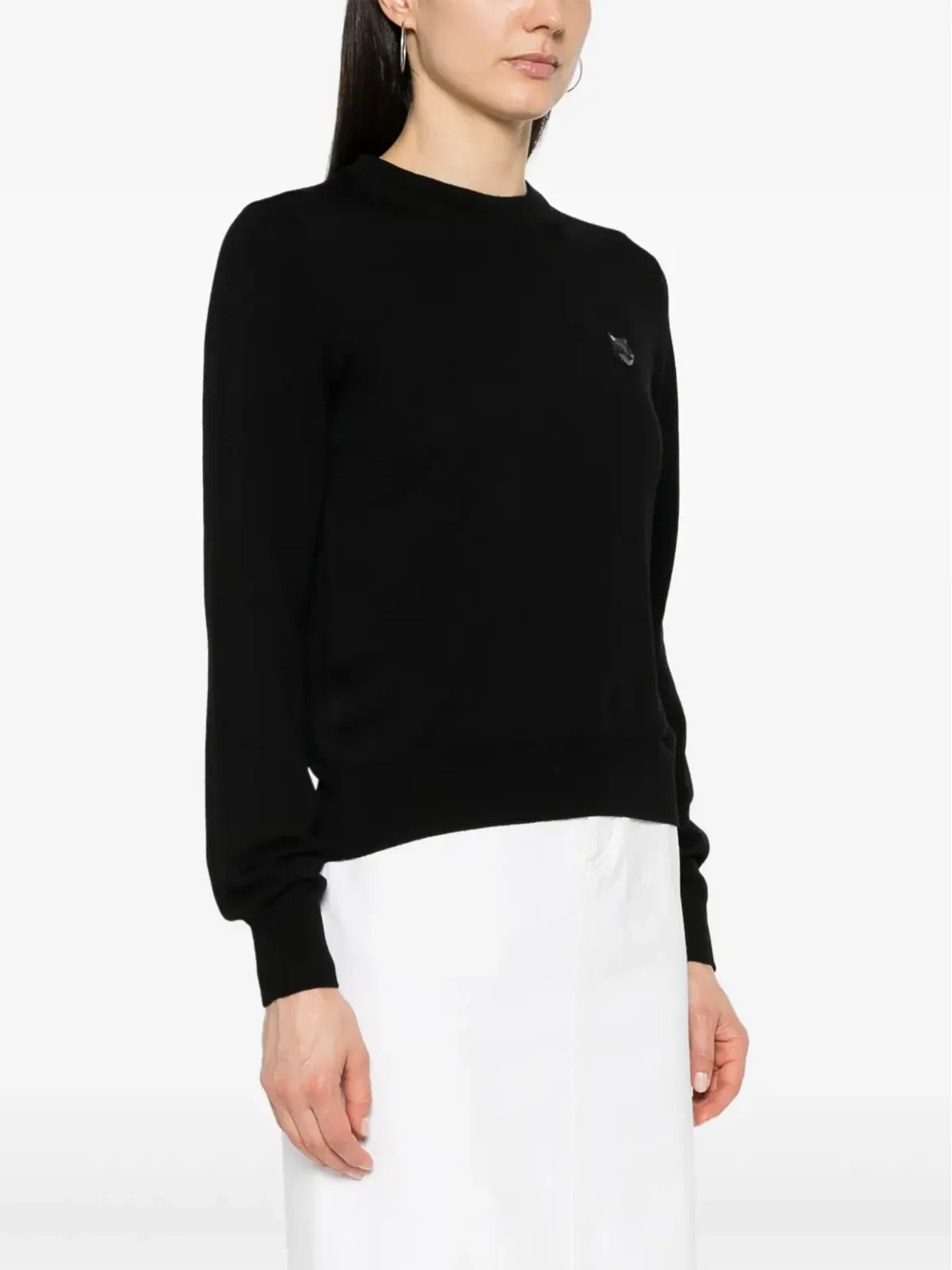 Maison Kitsuné フォックスアップリケ ウールセーター - ブラック - 画像3
