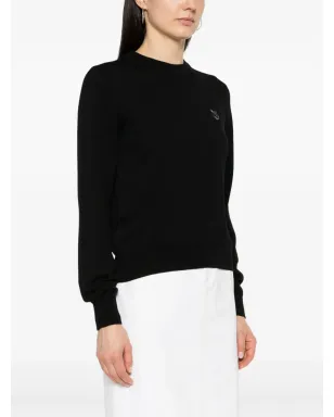 Maison Kitsuné フォックスアップリケ ウールセーター - ブラック - サムネイル3