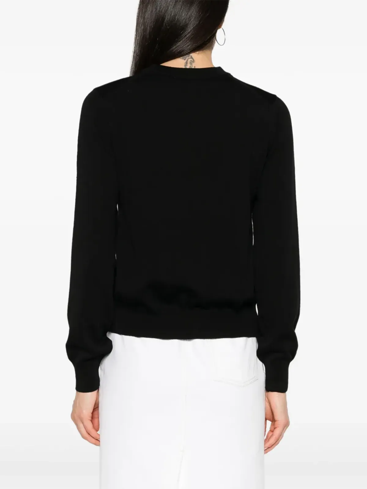 Maison Kitsuné フォックスアップリケ ウールセーター - ブラック - 画像4