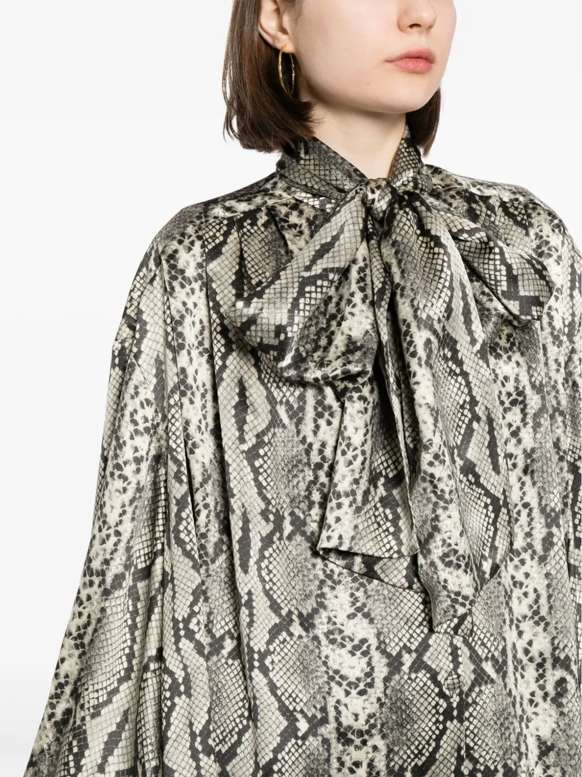 Balmain ヘビ柄プリント シルク ブラウス - 画像5