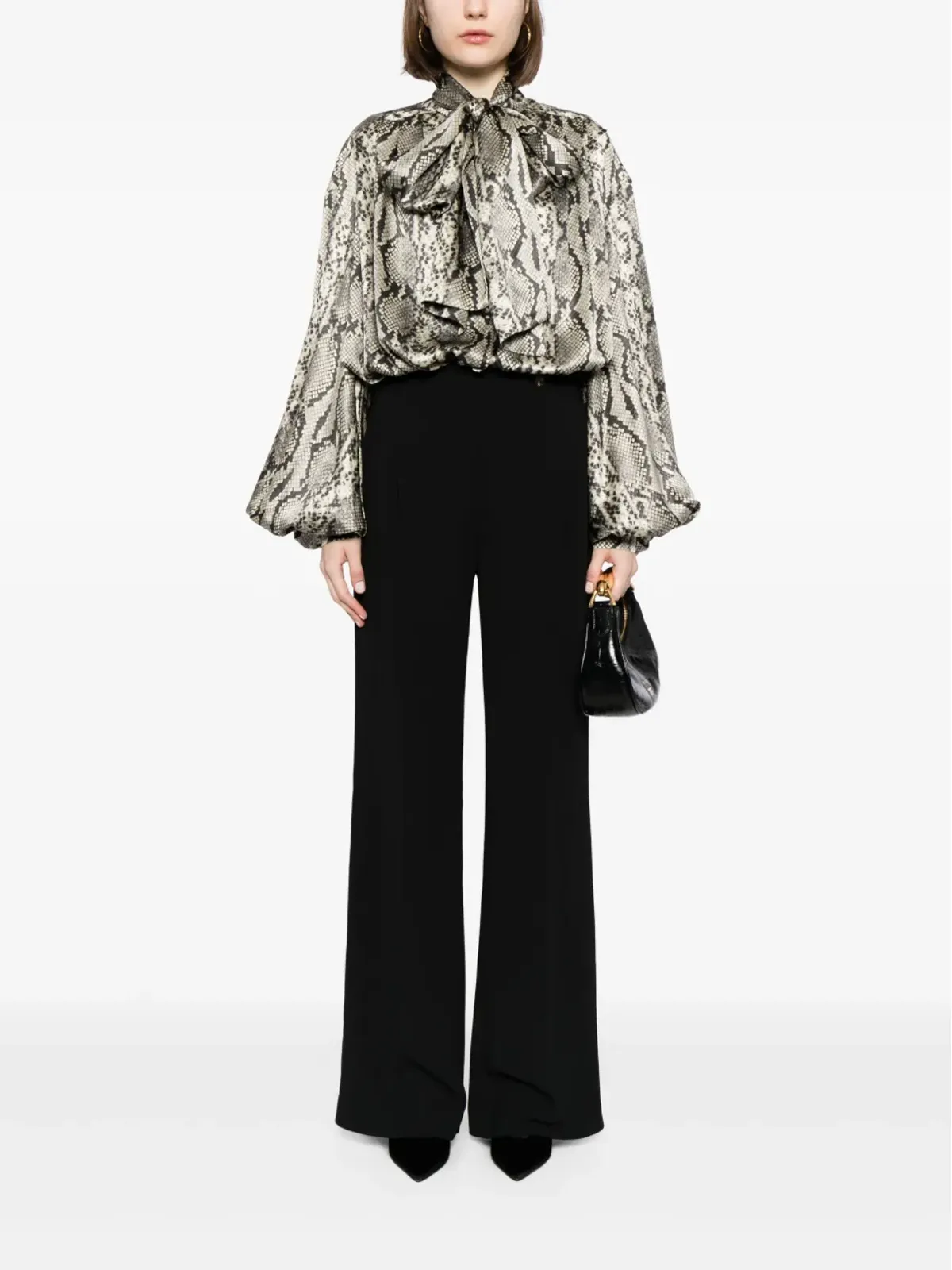 Balmain ヘビ柄プリント シルク ブラウス - 画像2