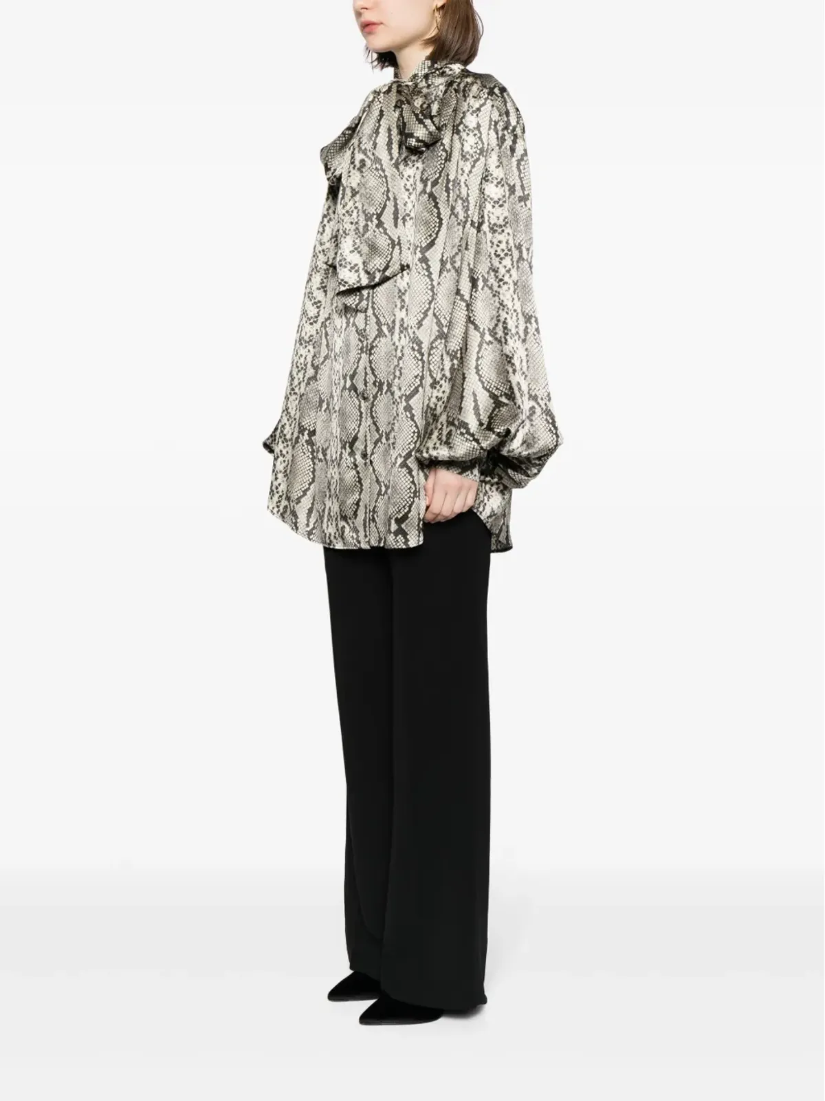 Balmain ヘビ柄プリント シルク ブラウス - 画像3
