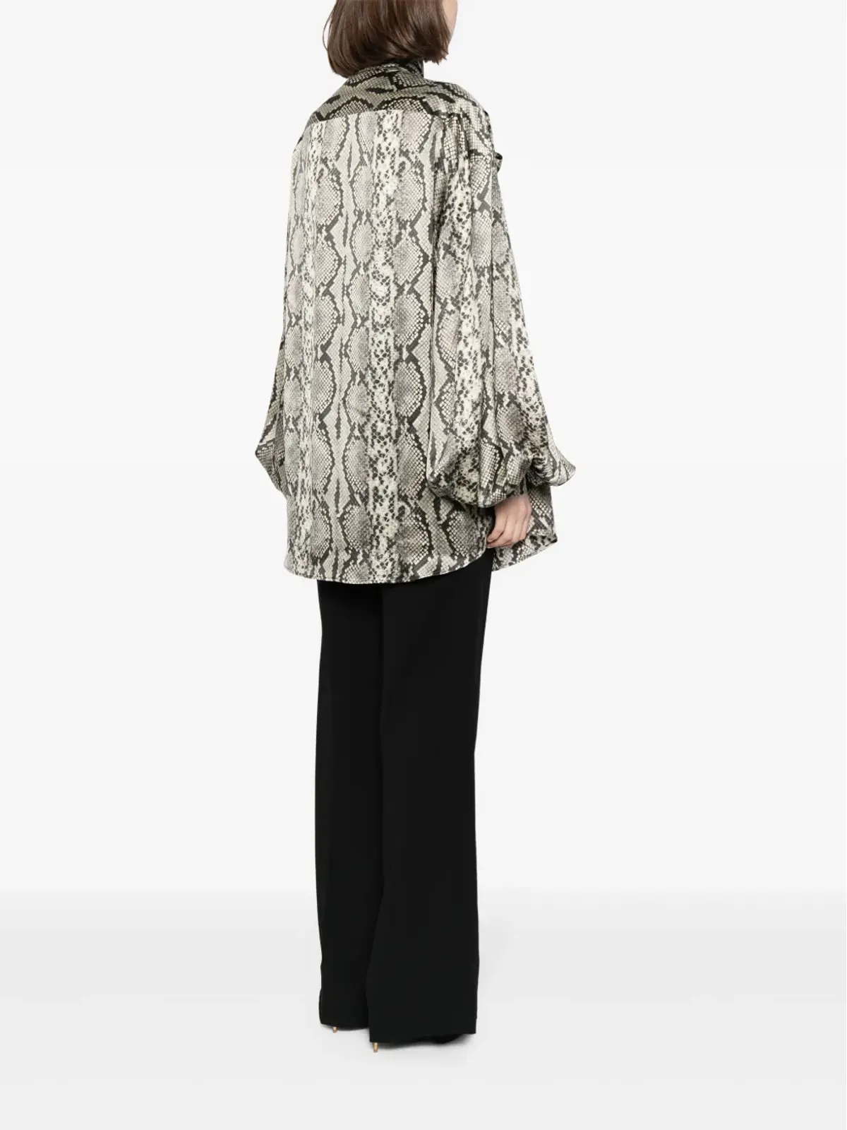 Balmain ヘビ柄プリント シルク ブラウス - 画像4