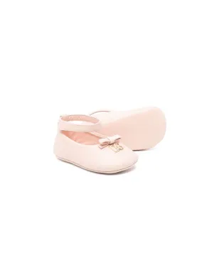 Dolce & Gabbana Kids ロゴプレート入りレザーバレリーナフラット - ピンク - サムネイル2