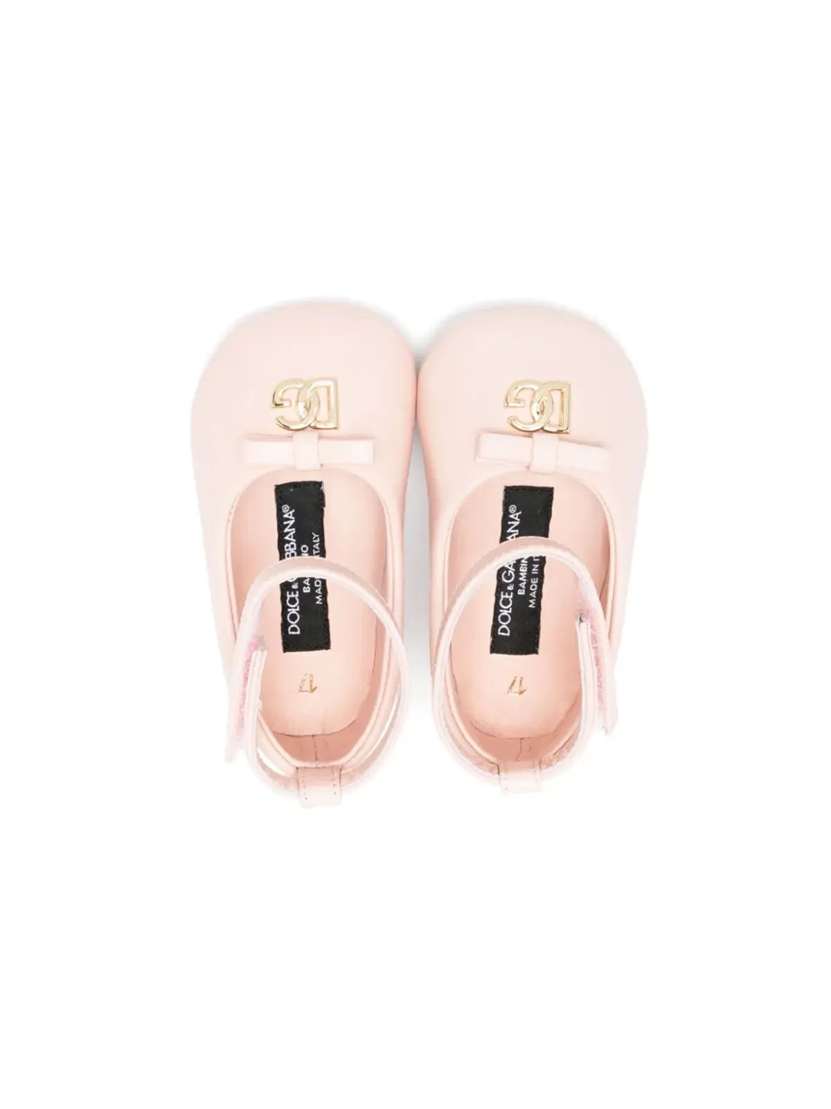 Dolce & Gabbana Kids ロゴプレート入りレザーバレリーナフラット - ピンク - 画像3