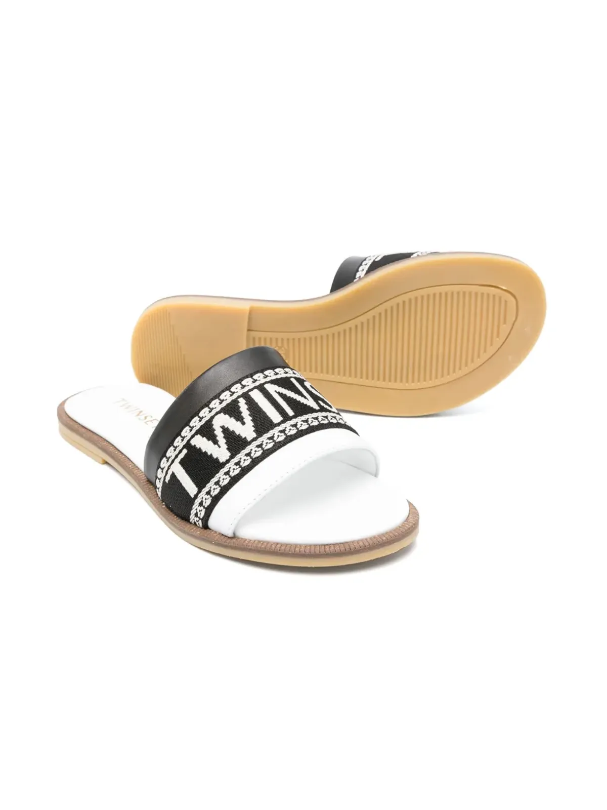 TWINSET Kids embroidered-logo flat sandals - White - 画像2