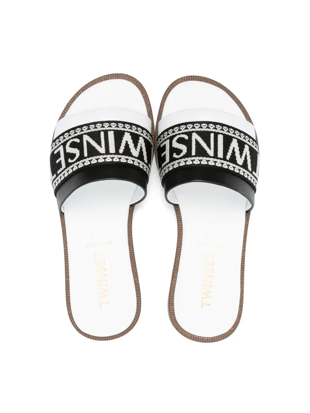 TWINSET Kids embroidered-logo flat sandals - White - 画像3