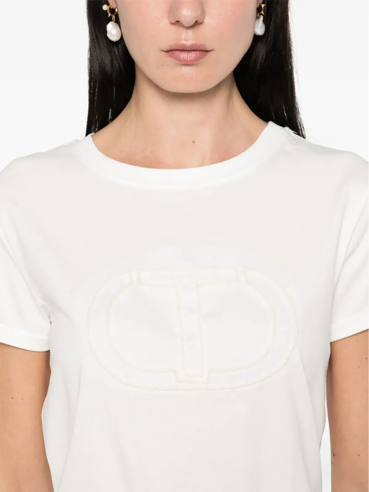 TWINSET 刺繍ロゴ入り コットンTシャツ - ホワイト - 画像5