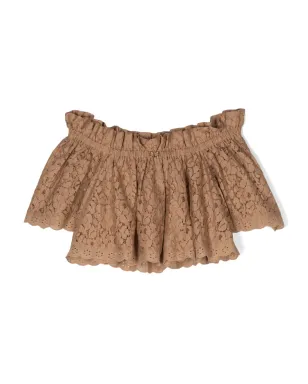 TWINSET Kids シャンティリーレース コットン ブラウス（オフショルダー） - サムネイル1