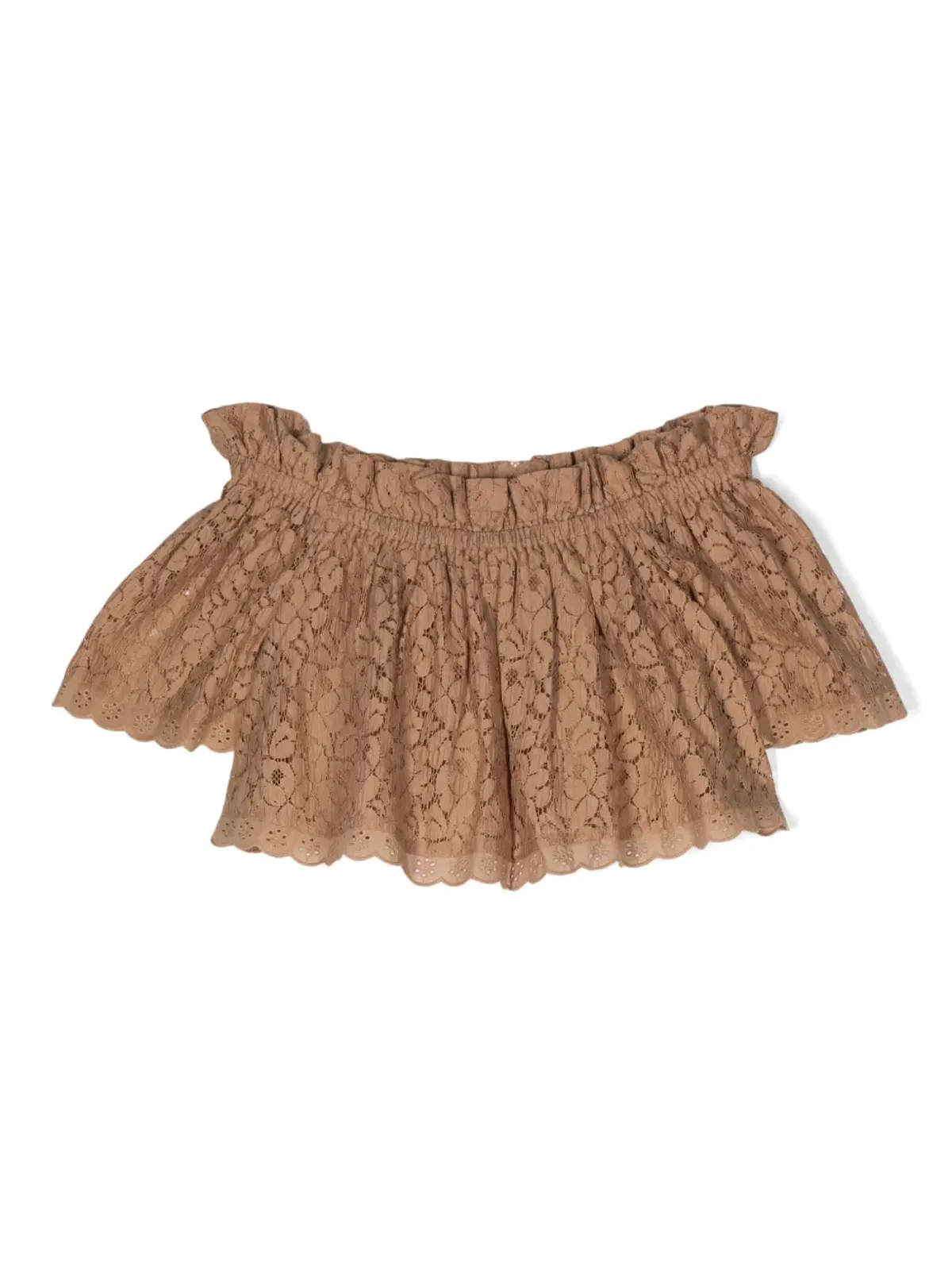 TWINSET Kids シャンティリーレース コットン ブラウス（オフショルダー） - 画像2