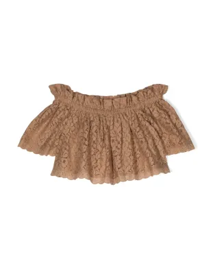 TWINSET Kids シャンティリーレース コットン ブラウス（オフショルダー） - サムネイル2
