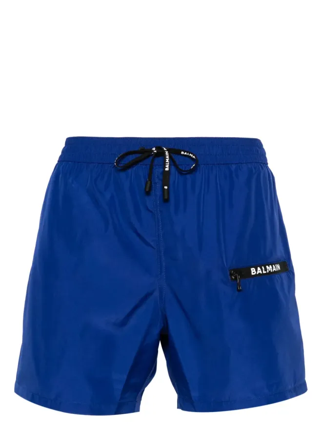 BALMAIN Balmain ロゴプリント 水泳ショーツ ブルーの商品画像