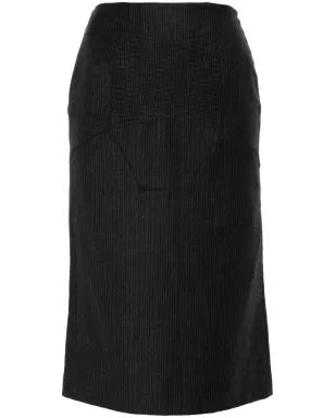 John Galliano Pre-Owned 1990年代ピンストライプ柄ウールミディスカート - サムネイル1