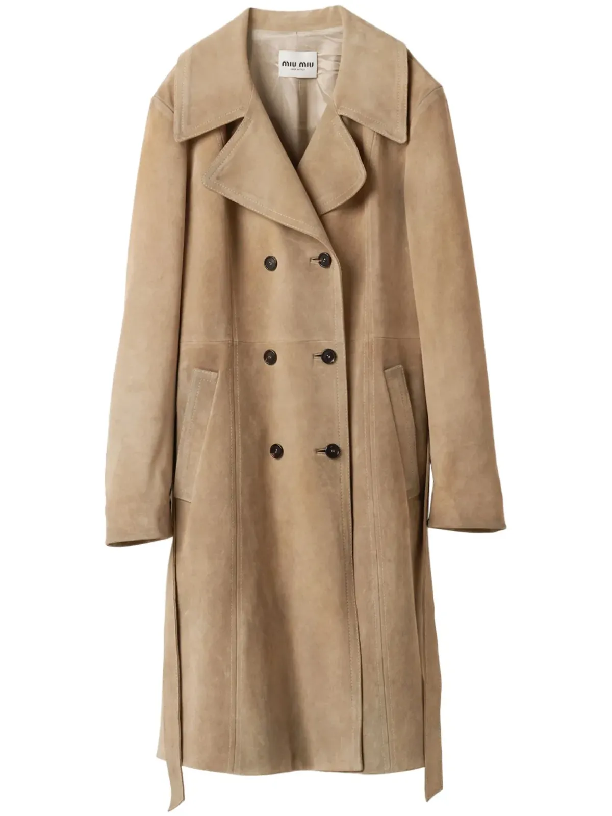 Miu Miu ダブルブレスト スエード コート - 画像1