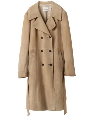 Miu Miu ダブルブレスト スエード コート - サムネイル1