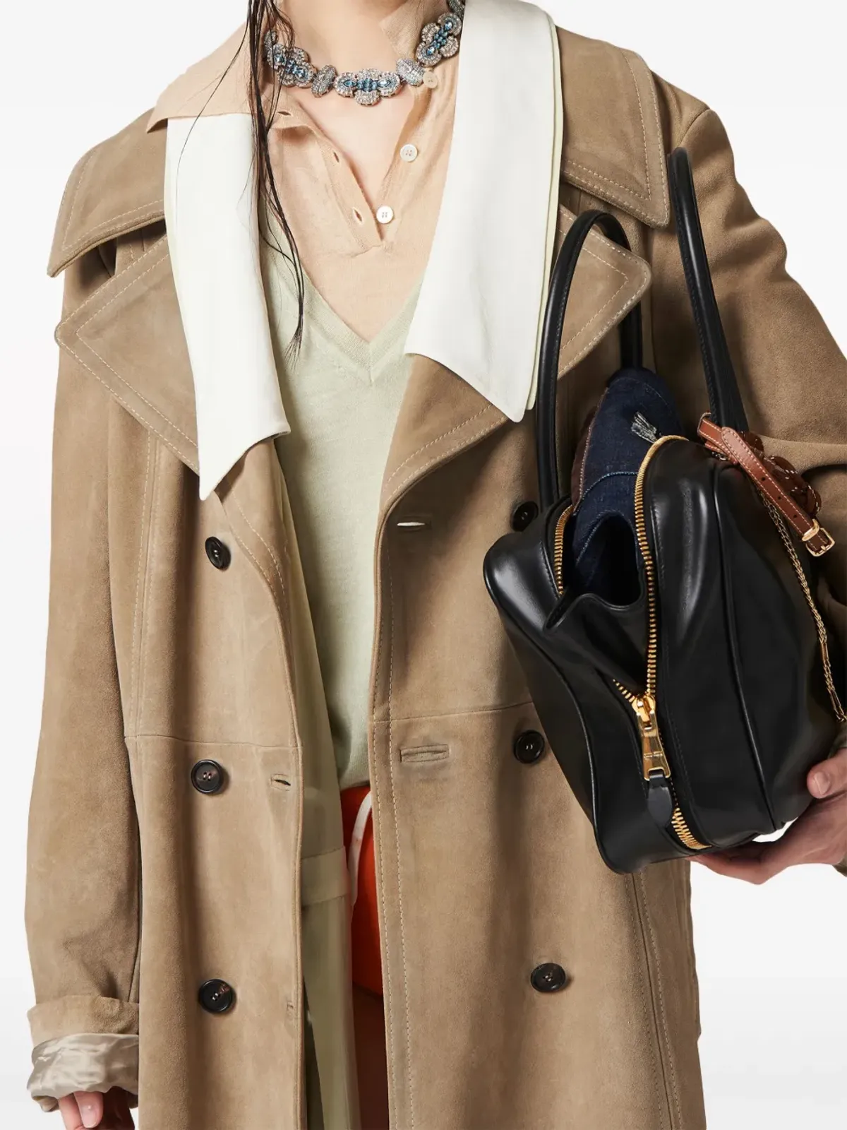 Miu Miu ダブルブレスト スエード コート - 画像3