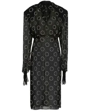 Prada クリスタル装飾ジョーゼット ミディドレス - ブラック - サムネイル1