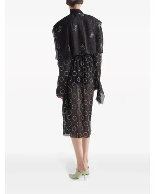 Prada クリスタル装飾ジョーゼット ミディドレス - ブラック - サムネイル3