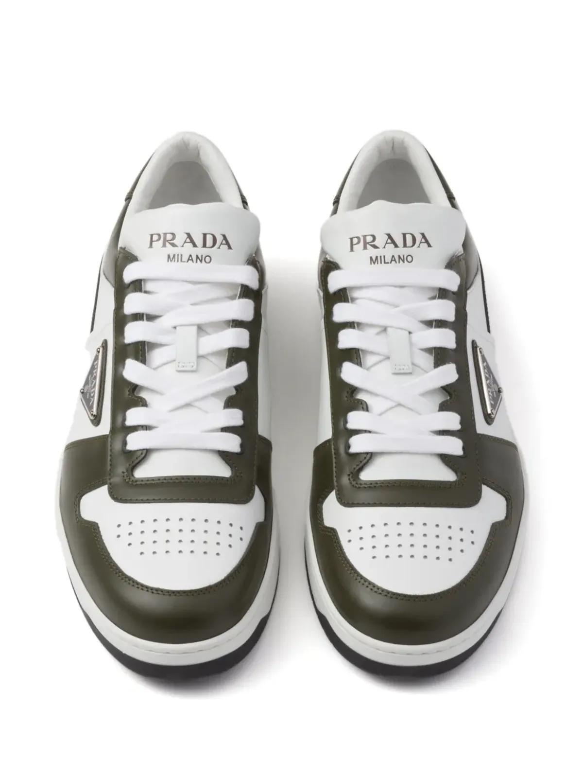 Prada ダウンタウン カラーブロック レザー スニーカー ホワイト - 画像4