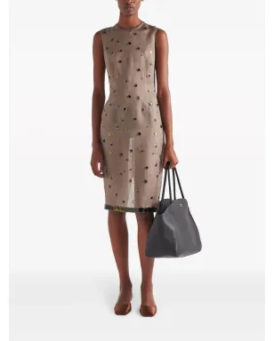 Prada アイレット装飾付きシルクドレス - グリーン - サムネイル2