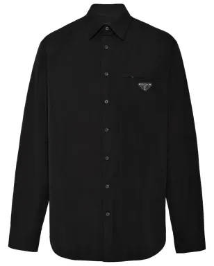 Prada トライアングルロゴシャツ - ブラック - サムネイル1