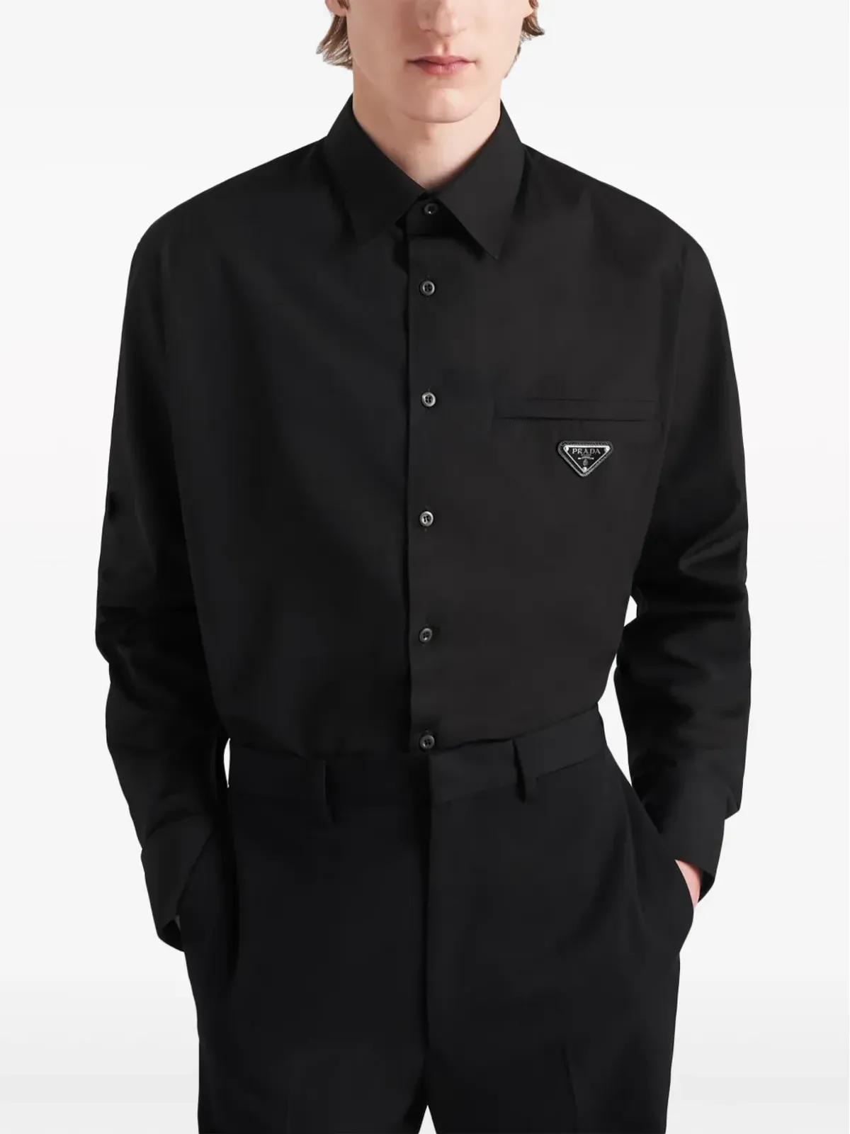 Prada トライアングルロゴシャツ - ブラック - 画像5