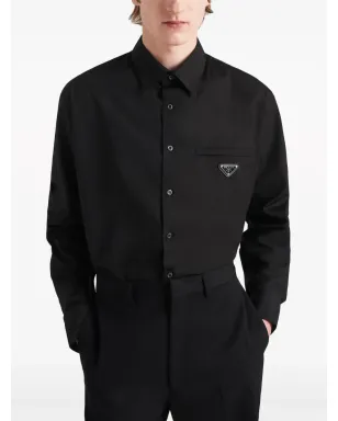 Prada トライアングルロゴシャツ - ブラック - サムネイル5