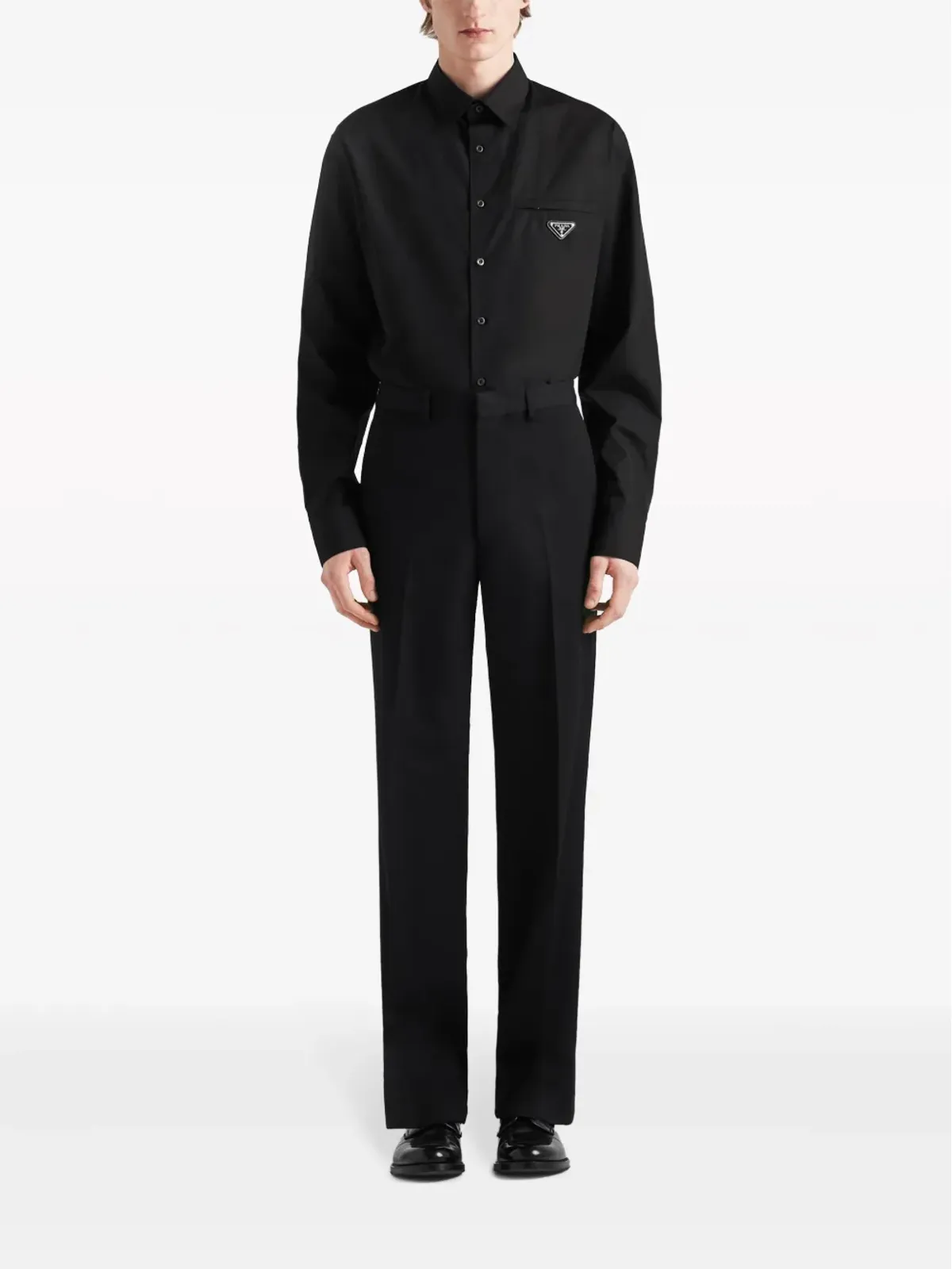 Prada トライアングルロゴシャツ - ブラック - 画像2