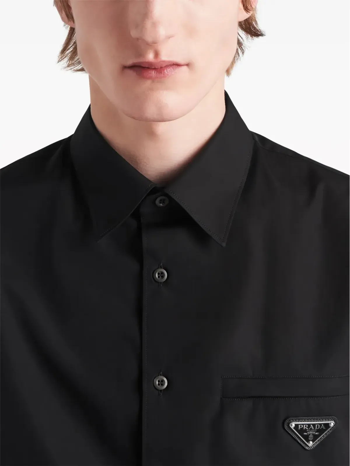 Prada トライアングルロゴシャツ - ブラック - 画像4
