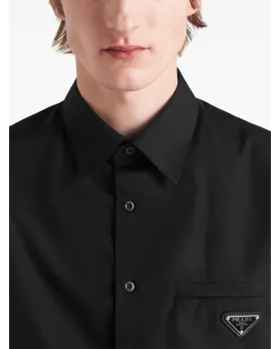Prada トライアングルロゴシャツ - ブラック - サムネイル4