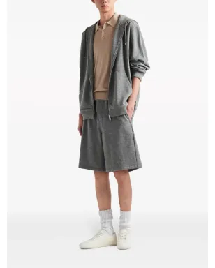 Prada トライアングルロゴ ジップアップ フーディ - グレー - サムネイル2