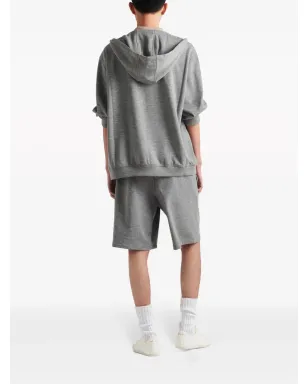 Prada トライアングルロゴ ジップアップ フーディ - グレー - サムネイル3