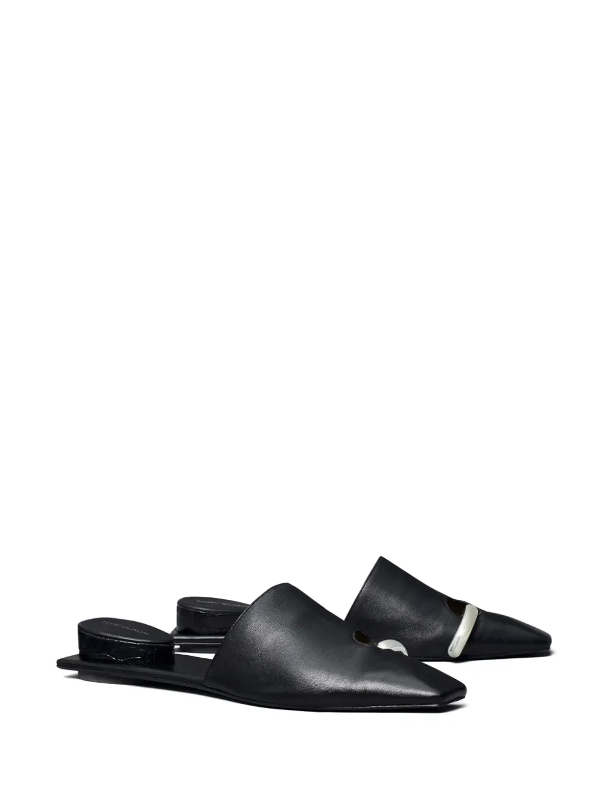 Tory Burch パンチングレザーのスリッパ ブラック - 画像2
