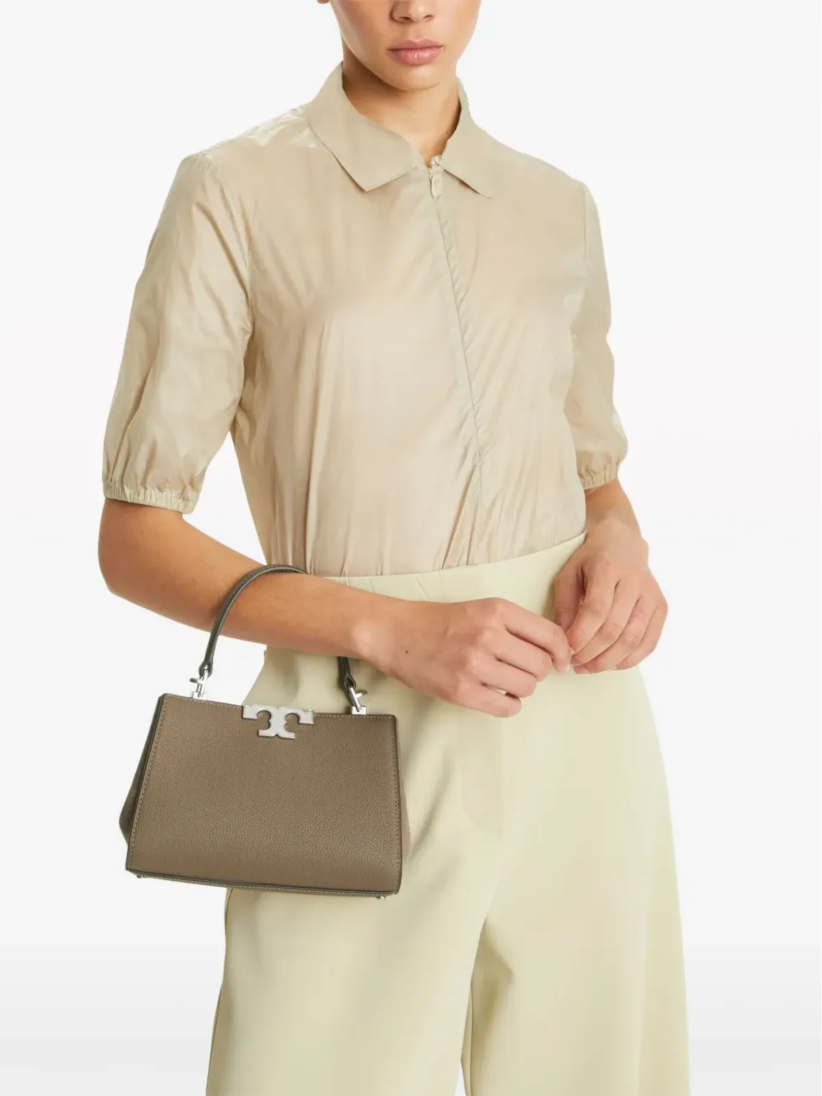 Tory Burch ミニエレノア レザー サッチェル バッグ ブラウン - 画像2
