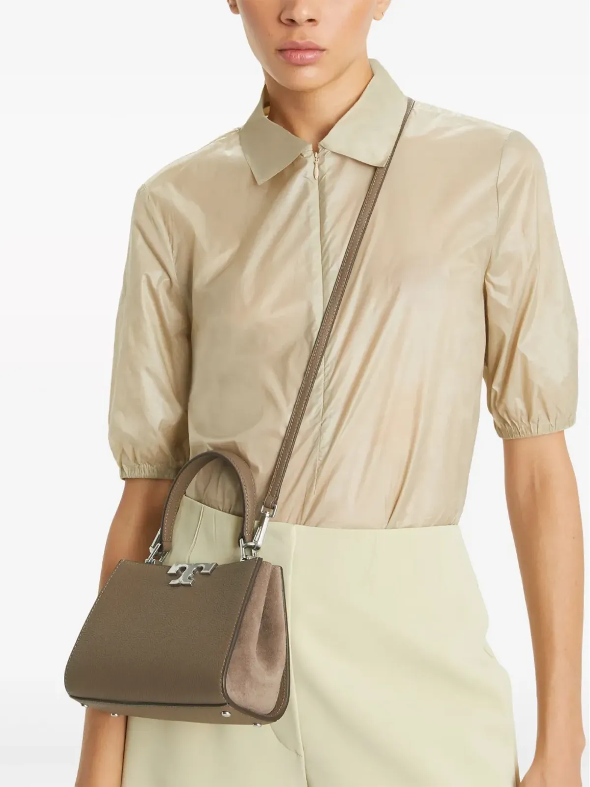 Tory Burch ミニエレノア レザー サッチェル バッグ ブラウン - 画像3