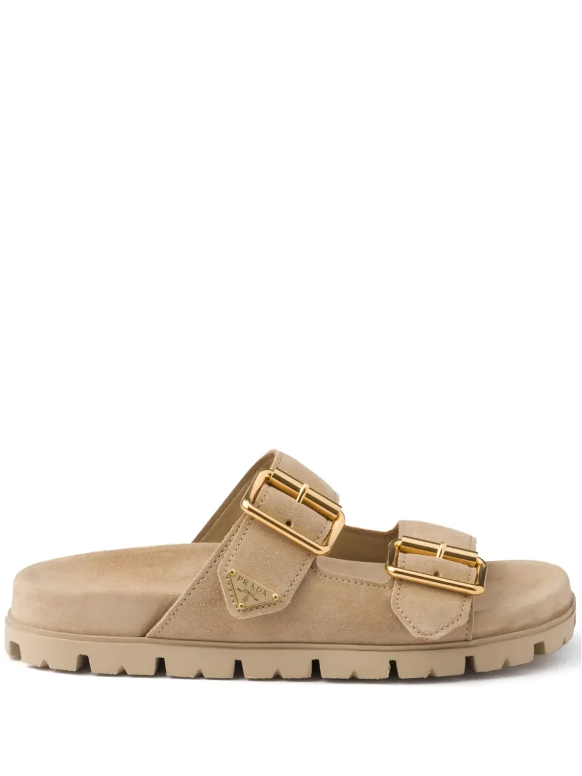 Prada トライアングルロゴ・スエード・スライド - 画像1