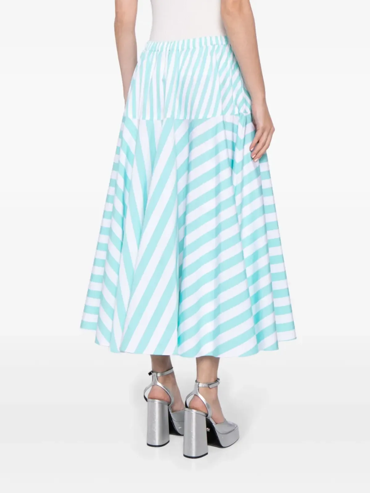 Patou ストライプコットン マキシスカート グリーン - 画像4