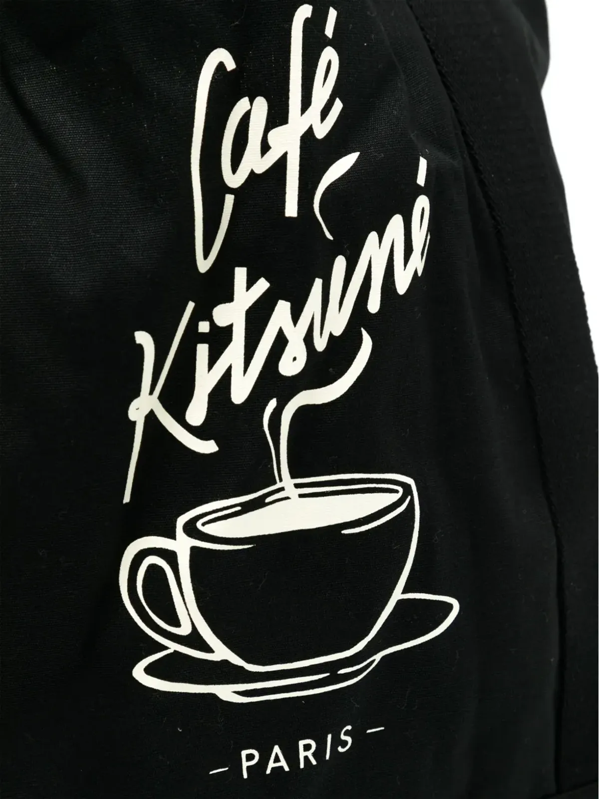 CAFÉ KITSUNÉ グラフィックプリント キャンバス トートバッグ - ブラック - 画像3