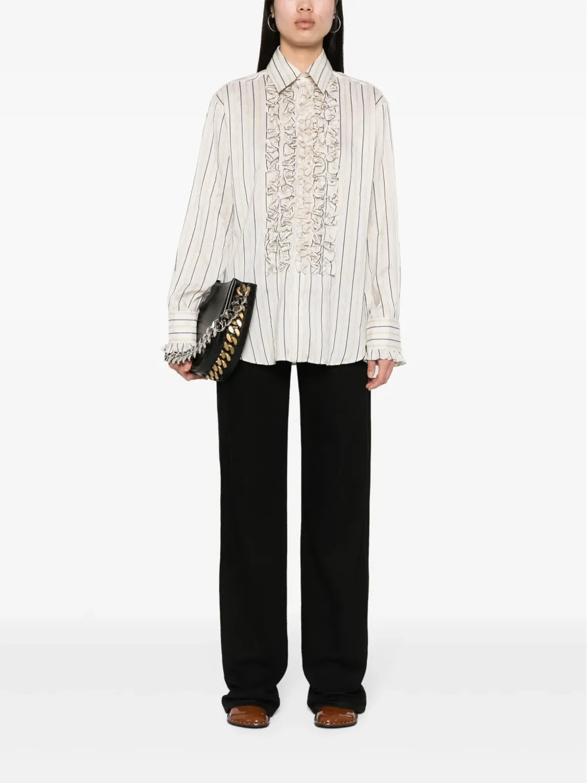 Stella McCartney ストライプ柄フリルシャツ - ニュートラルカラー - 画像2