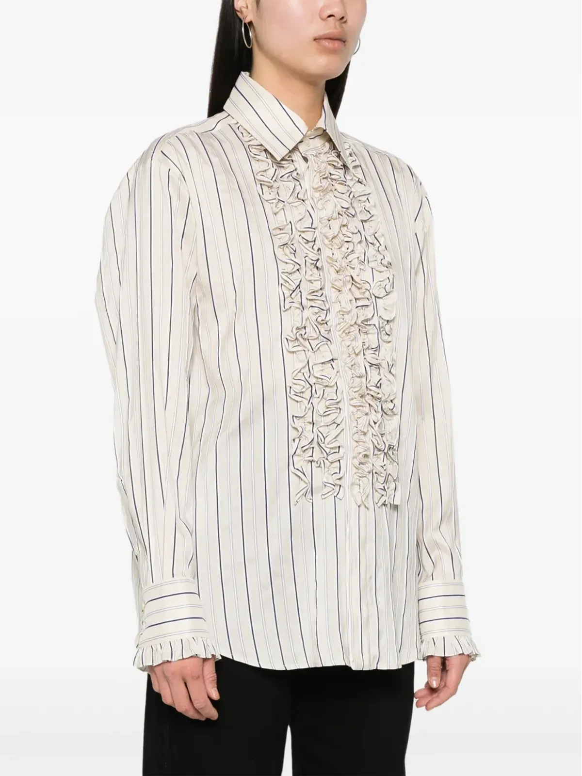 Stella McCartney ストライプ柄フリルシャツ - ニュートラルカラー - 画像3
