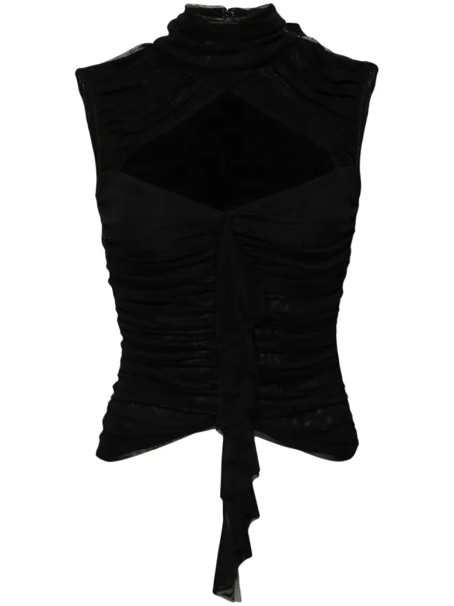 DE LA VALI De La Vali Tiramisu ruched top - Blackの商品画像