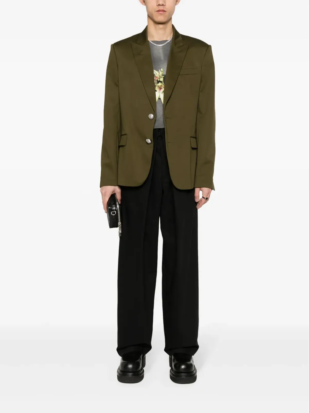 Balmain コットン・シングルブレスト ブレザー - グリーン - 画像2